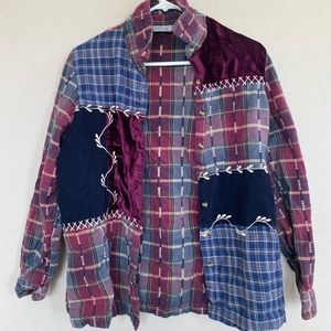 Thrifted velvet patch flannel.
